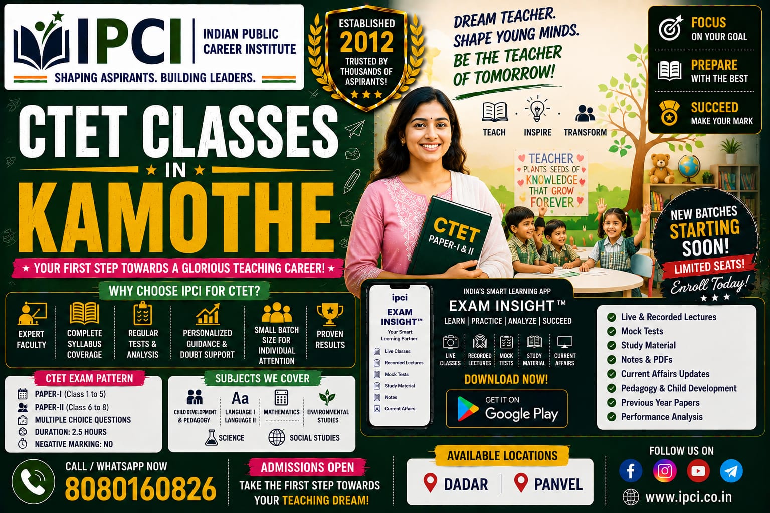CTET Classes in Kamothe – Professional Teacher Exam Coaching with Exam Inisght
