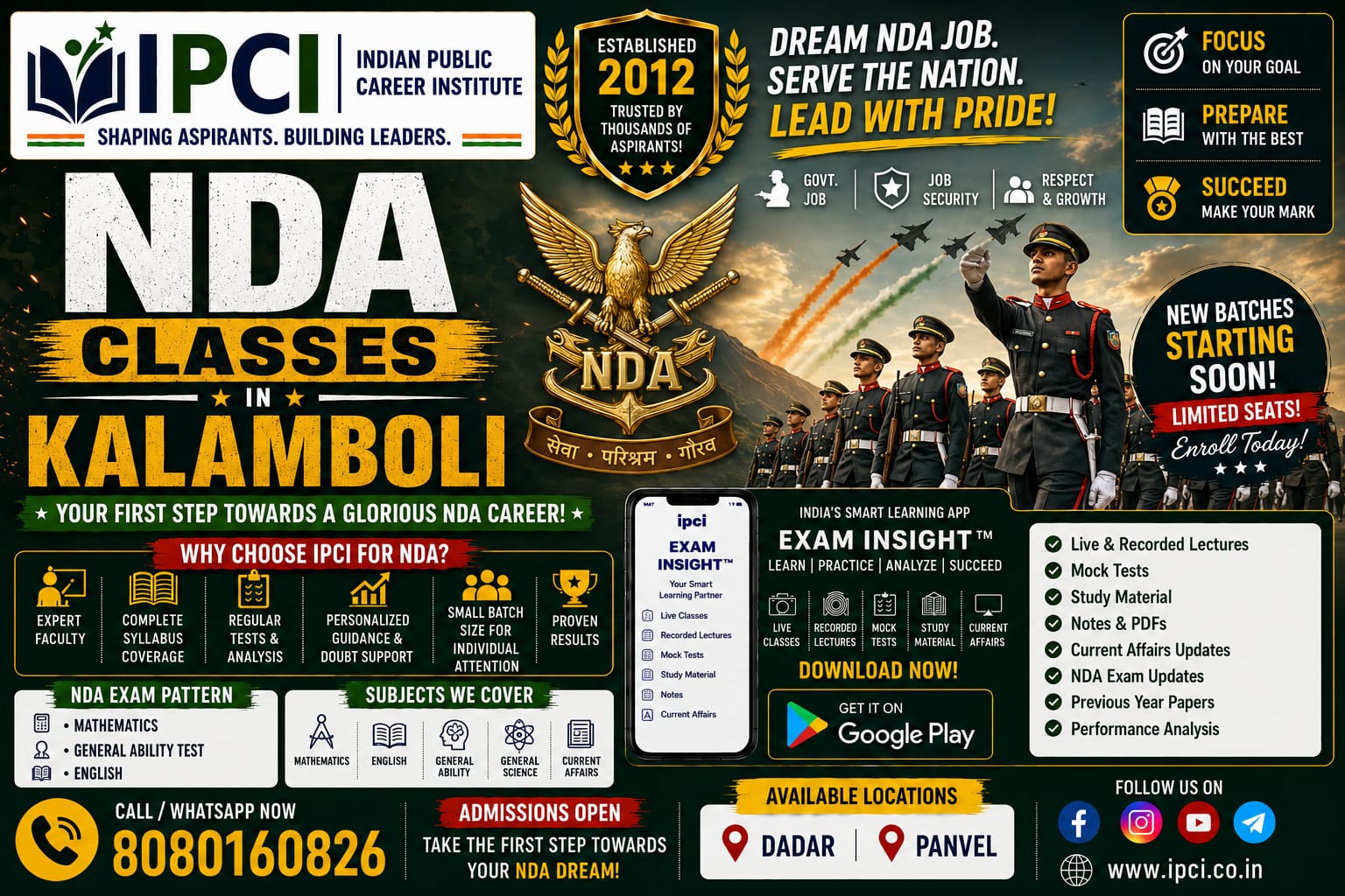 NDA Exam Preparation Classes in Kalamboli – Professional Defence Exam Coaching with IPCI