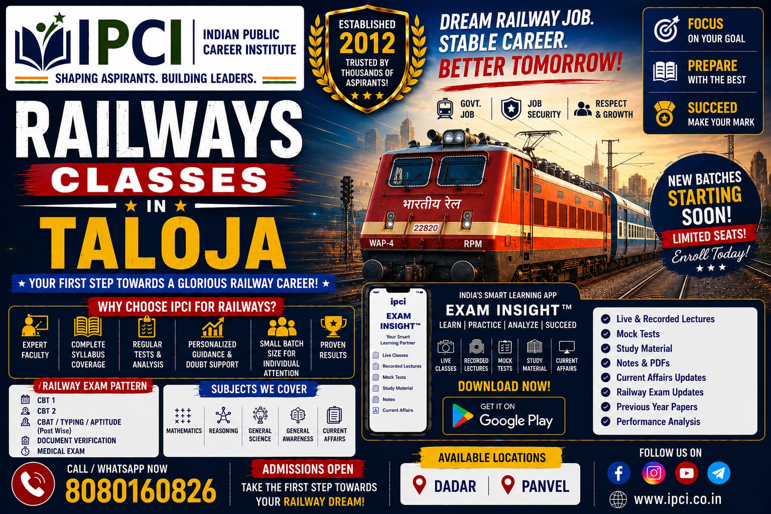 Best Railways Exam Classes in Taloja β Professional Railway Exam Coaching with Exam Insight