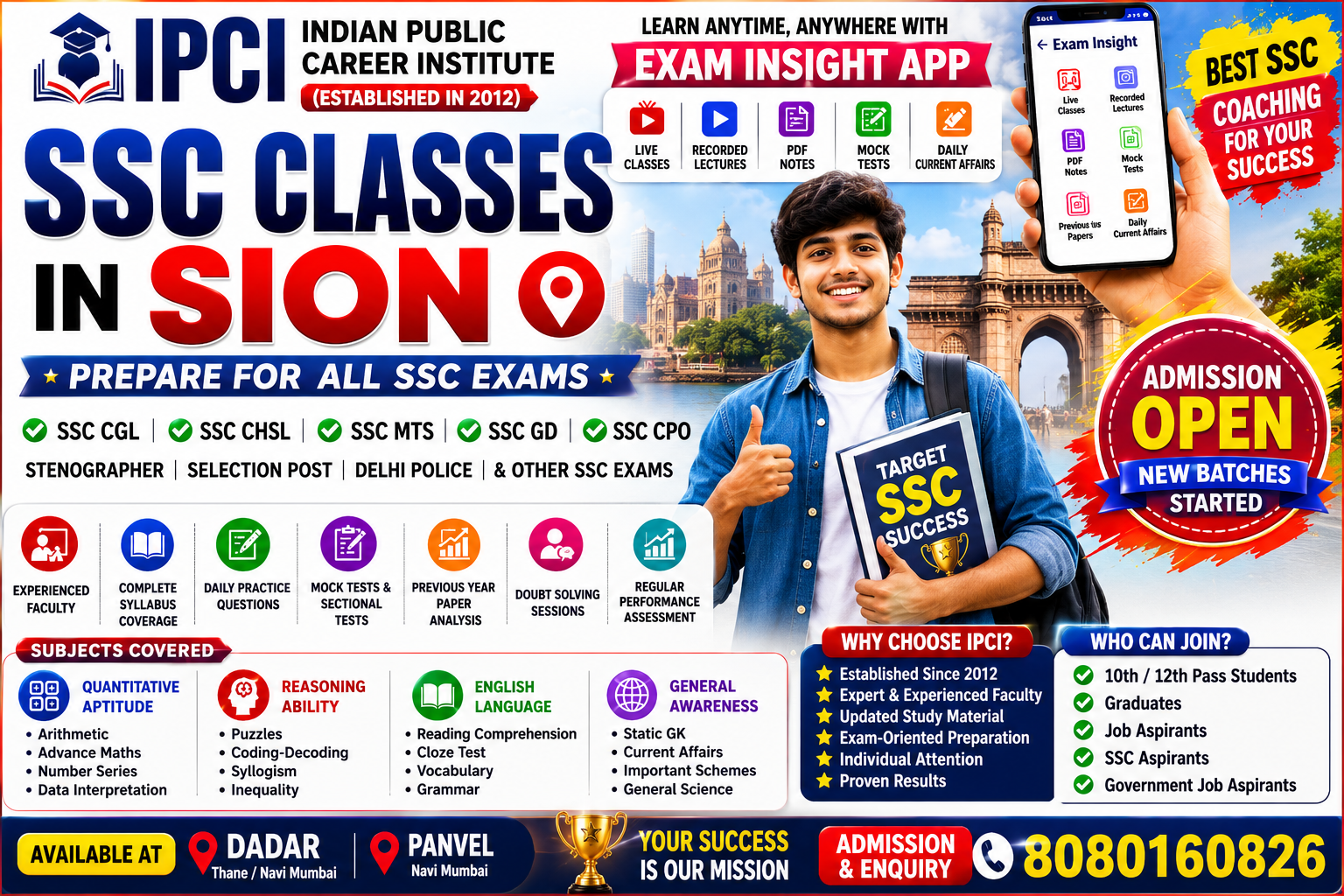 Best SSC Classes in Sion | SSC CGL, CHSL, MTS, GD & Stenographer Coaching
