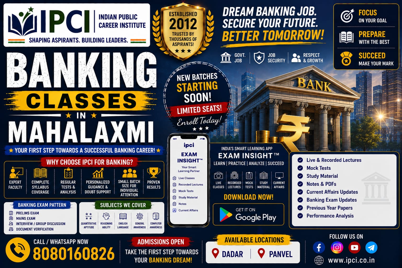 Best Banking Classes in Mahalaxmi | SBI PO, IBPS PO, Clerk & RBI Coaching