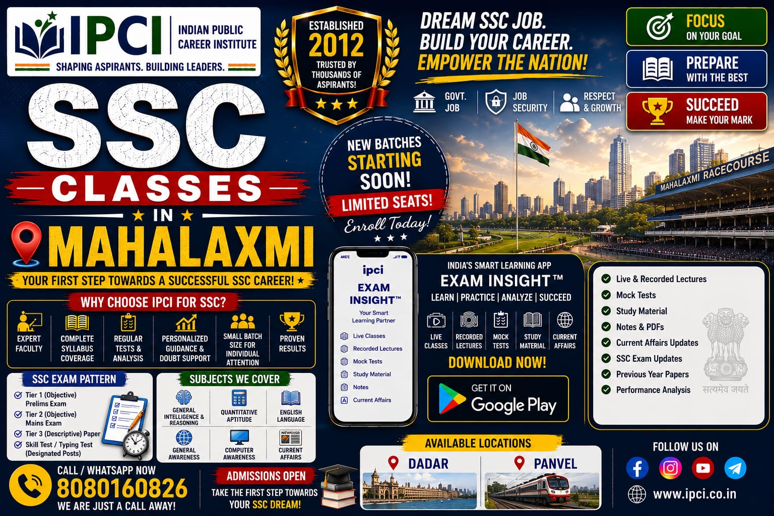 Best SSC Classes in Mahalaxmi | SSC CGL, CHSL, MTS, GD & Stenographer Coaching