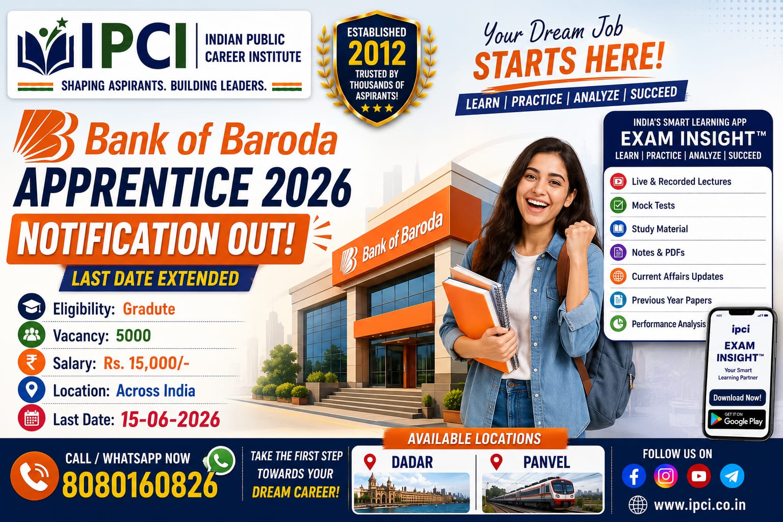 Bank of Baroda Apprentice Recruitment 2026 – Last Date Extended to 15 June