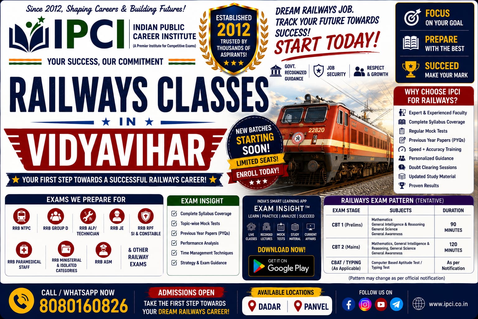 Best Railway Classes in Vidyavihar | RRB NTPC, Group D, ALP & Technician Coaching