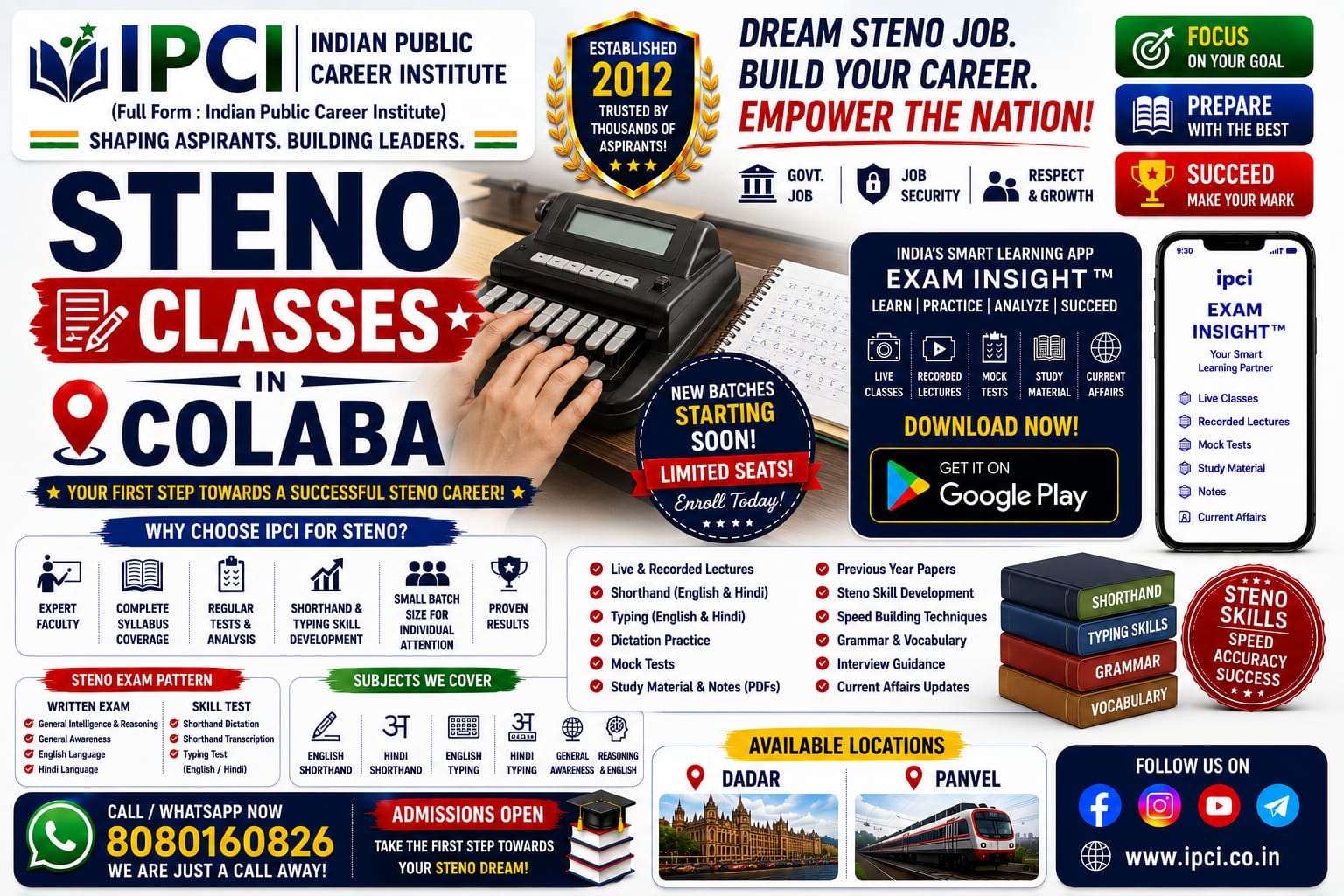 Best Stenographer Classes in Colaba | SSC Stenographer Grade C & D Coaching