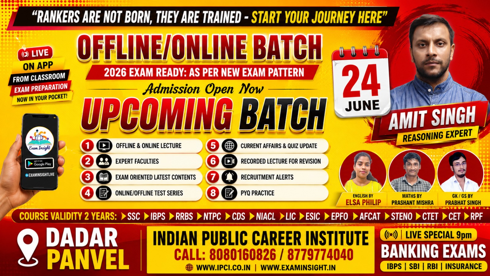 Upcoming Batch 2026 for SSC, Banking, Railway, CTET & Steno Exams – New Batch Starting 24 June - Admissions Open Now